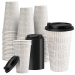 16 oz Disposable Coffee Cups with Lids 100 Pack, Hot Paper Coffee Cups with Lids, To Go Cup with Lid