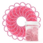 Nugilla 18 Packs Reusable Makeup Remover Pads with a Washable Laundry Bag, Resuable Microfiber Round Towel Skin Face Towels, Soft Makeup Remover Cloth, Fast Drying Washcloth (Pink)