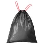 WAIKAS Small 4 Gallon Trash Bags for Bathroom & Bedroom, Drawstring Garbage Bags for Office Desk, Vanity, Pack of 83, 43x46cm, 4.05g/pcs, Unscented, Black