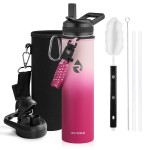 RAYMYLO Insulated Water Bottle 24oz, Triple Wall Vacuum Stainless Steel (Cold for 48 Hrs, Hot for 24Hrs), Leak Proof & Non-BPA, 24oz Hydro Water Flask with Paracord Handle & Straw Spout Lids