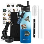 WixByti 40 oz Insulated Water Bottle with Straw (Cold for 48 Hrs), Stainless Steel Triple Wall Vacuum Sports Water Jug, Leakproof Hydro Cup Flask with Paracord Handle & Straw Spout Lids & DIY Stickers