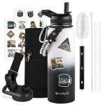 WixByti 40 oz Insulated Water Bottle with Straw (Cold for 48 Hrs), Stainless Steel Triple Wall Vacuum Sports Water Jug, Leakproof Hydro Cup Flask with Paracord Handle & Straw Spout Lids & DIY Stickers