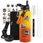 WixByti 40 oz Insulated Water Bottle with Straw (Cold for 48 Hrs), Stainless Steel Triple Wall Vacuum Sports Water Jug, Leakproof Hydro Cup Flask with Paracord Handle & Straw Spout Lids & DIY Stickers