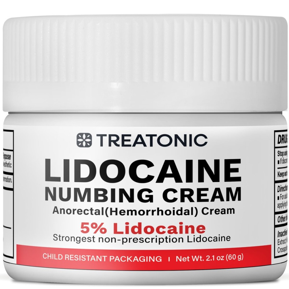 5% Lidocaine Topical Numbing Cream: Maximum Strength Topical Anesthetic Numb Cream for Pain Relief, Itching, Burning, Soreness, Hemorrhoid - Fast Acting & Long Lasting Numbing Formulation - 2.1 oz