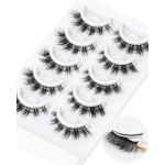 Waterproof Self Adhesive Eyelashes, Cat Eye Style 6-12mm, 5 Pairs Natural Look Stick on False Eyelashes, Pre Glued Lashes, No Glue Needed, Wispy Glueless Lashes Reusable by Obeyalash (6D35)