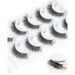 Waterproof Self Adhesive Eyelashes, 5 Pairs Natural Look Stick on False Eyelashes, Cat Eye Style 6-12mm Pre Glued Lashes, No Glue Needed, Wispy Glueless Lashes Reusable by Obeyalash (6D07)