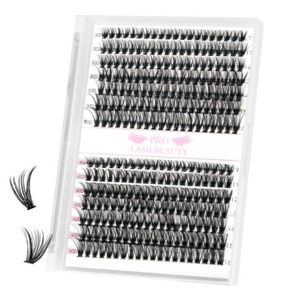Individual Lashes 280 Pcs 30D+40D Mixed Lash Clusters 14 Rows that Look Like Eyelash Extensions DIY Lash Extension Self Application At Home (30+40-D-9-16mix)