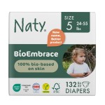 Naty BioEmbrace Baby Diapers Size 5 (24-55 lbs) | 100% Biobased on Skin | Plant-Based Softness | Dermatologically Tested, Super Absorbent | 132 Count