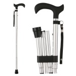 CLOKTA Folding Cane, 5-Level Adjustable Height Lightweight Portable Foldable Walking Canes with Wrist Strap and T Handle for Men Women Seniors (Silver)