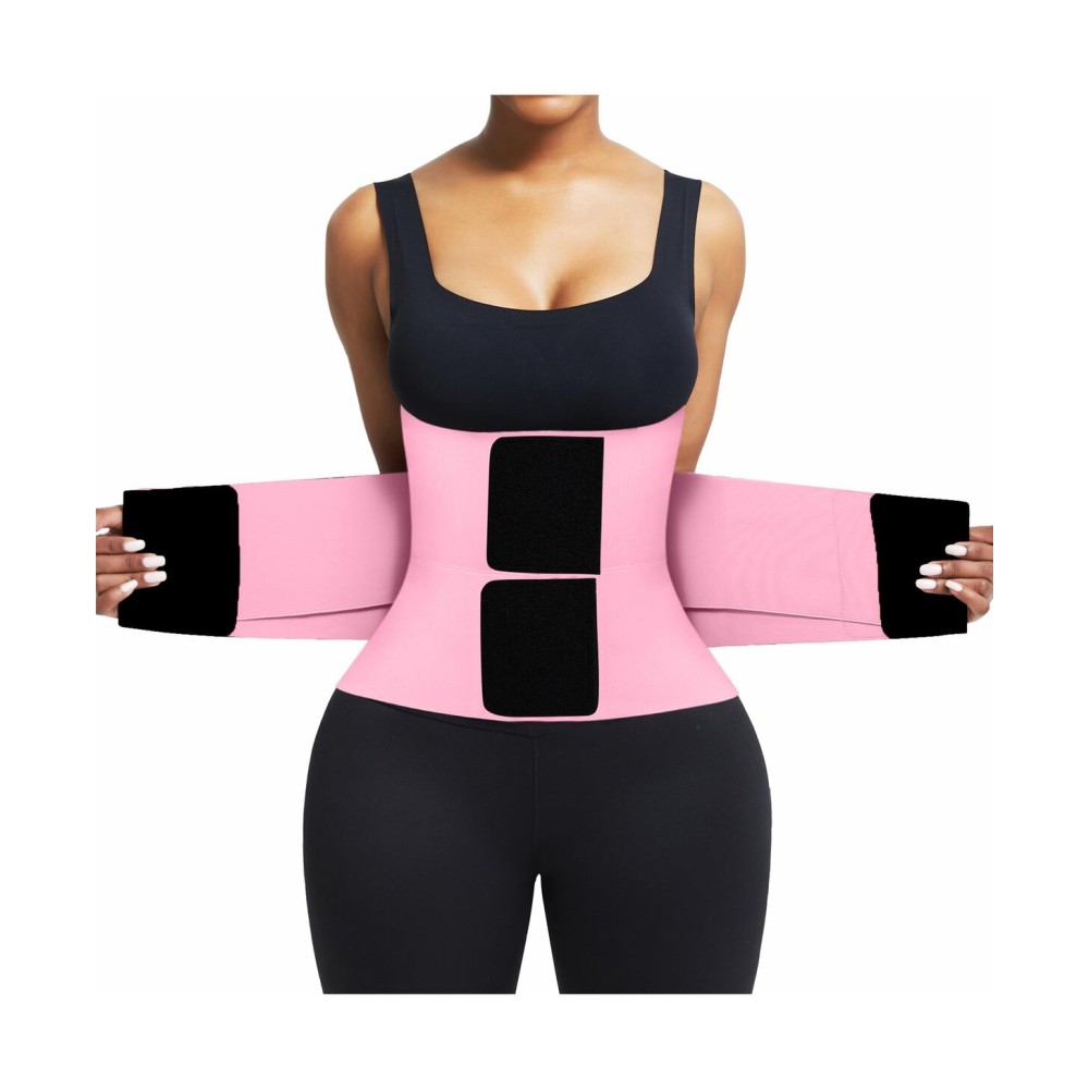 FeelinGirl Corset Perspiring Workout Waist Trainer Gym Postnatal Corset Trimmer Belt for Women Body Shaping Pink M