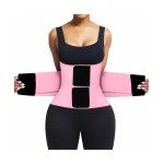 FeelinGirl Corset Perspiring Workout Waist Trainer Gym Postnatal Corset Trimmer Belt for Women Body Shaping Pink M