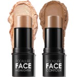 FOCALLURE 2 Pcs Mineral Cream Contour Stick,Moisturize Highlighter and Bronzer Pen,Non Stick Face Brightens & Shades Pencil,Long Lasting & Smooth Gliding Face Illuminator Makeup,24+11