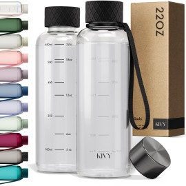 KIVY Tritan Water Bottle 2nd Generation (Black Clear, 22oz)