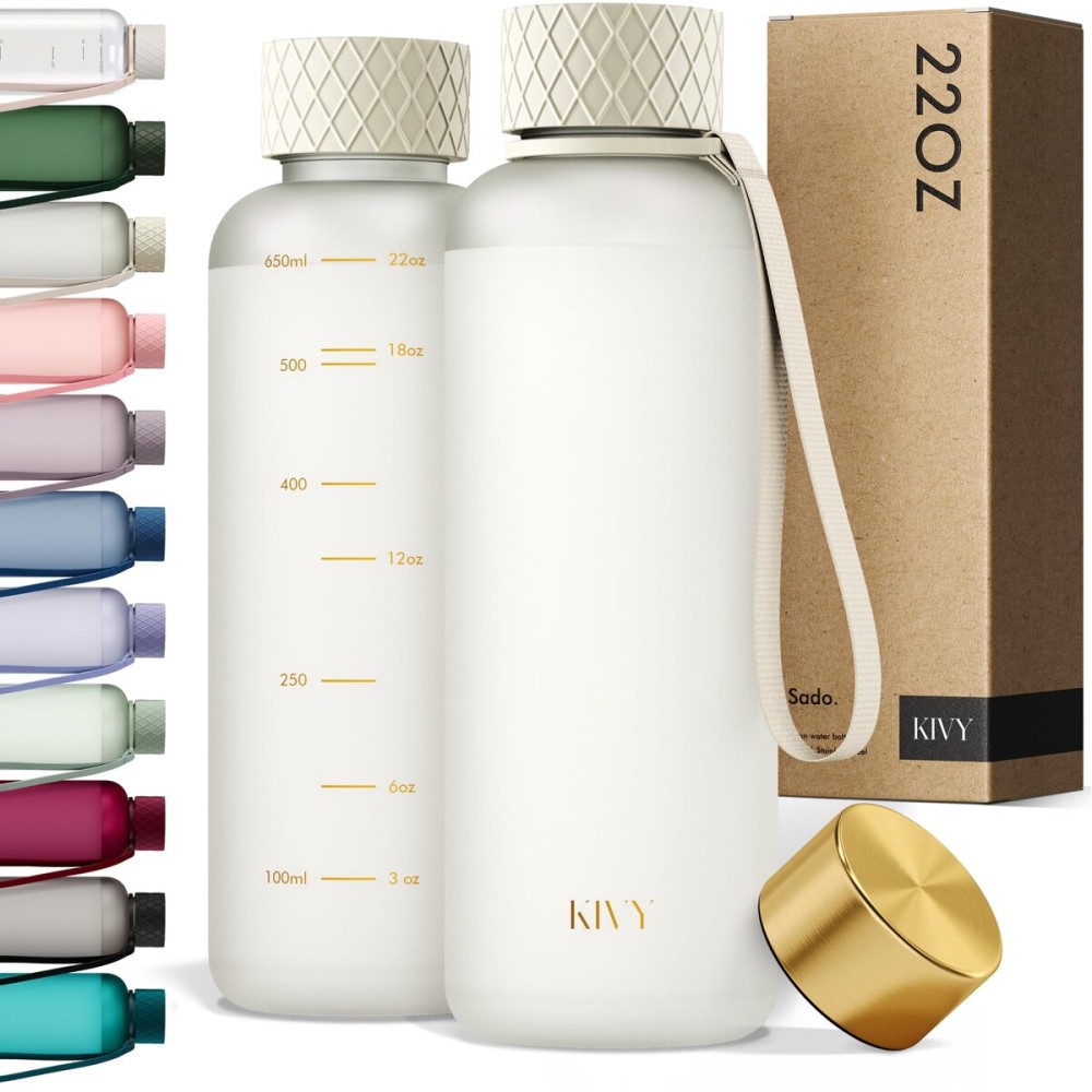 KIVY Slim Water Bottle 22oz [Lightweight & Shatterproof] - Reusable Tritan Water Bottle - Leak Proof Bottle for Women & Men - Water bottle no straw - Dishwasher Safe Water Bottle BPA Free