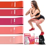 TechStone Resistance Bands Set for Men and Women, Pack of 5 Different Levels Elastic Band for Home Gym Long Exercise Workout - Great Fitness Equipment for Training, Yoga - Free Carrying Bag (Pink)