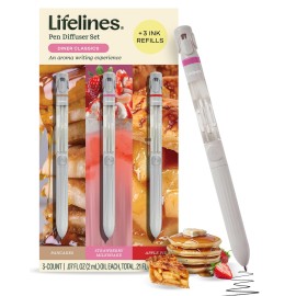 Lifelines Pen Diffuser Set, Diner Classics 3-Pack - 1mm Black Ballpoint Pens with Scented Essential Oil Blends - Aromatherapy Diffuser & Sensory Immersion Diffuse Aroma As You Write
