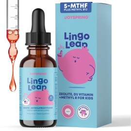 JoySpring LingoLeap B9 - L-Methylfolate 5-MTHF Plus Methyl B12 Kids Drops | MTHFR Supplement | Dual Action Formula - Methylcobalamin B12, Zeolite Drops | Grape-Flavored Vitamins | Ages 3+