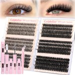 Lash Clusters Kit 30D-100D Wispy Eyelash Extension Kit 474pcs Individual Lashes 8-16MM Cluster Eyelash Extensions DIY Lash Extension Kit D-Curly Eyelash Clusters with Lash Bond and Seal Lash Tweezers