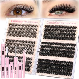 Lash Clusters Kit 30D-100D Wispy Eyelash Extension Kit 474pcs Individual Lashes 8-16MM Cluster Eyelash Extensions DIY Lash Extension Kit D-Curly Eyelash Clusters with Lash Bond and Seal Lash Tweezers