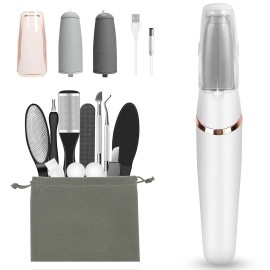 Electric Callus Removers for Feet, Haootadiy Electric Foot Callus Remover Pedicure Kits Rechargeable with12 in 1, Removes Dry Skin for Smoother Feet, Foot Care for Dead Skin Ideal Gift (White)