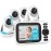 HelloBaby 3.2\'\' Baby Monitor 4 Cameras, Video Audio Baby Monitor No WiFi, Remote Pan-Tilt-Zoom, ECO, Night Vision, 2-Way Talk, 1000ft Range, 8 Lullabies and Temperature, for Parents and Babies