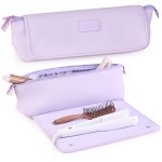 BAREFOOT CARIBOU Hair Tools Travel Bag and Heat Resistant Mat for Flat Irons, Straighteners, Curling Iron, and Haircare Accessories, 2-in-1 design, with Interior Pockets, Portable Organizer (Lilac)