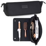 BAREFOOT CARIBOU Hair Tools Travel Bag and Heat Resistant Mat for Flat Irons, Straighteners, Curling Iron, and Haircare Accessories, 2-in-1 design, with Interior Pockets, Organizer (Mesh Black)