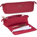 BAREFOOT CARIBOU Hair Tools Travel Bag and Heat Resistant Mat for Flat Irons, Straighteners, Curling Iron, and Haircare Accessories, 2-in-1 design, with Interior Pockets, Portable Organizer (Burgundy)