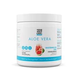 Yes You Can! Organic Aloe Vera Powder Drink Mix - Hydration Booster Infused with Pure Aloe Juice - Delicious Flavors - Made in USA - Antioxidant Rich - Watermelon Lime - 40 Servings (Pack of 2)