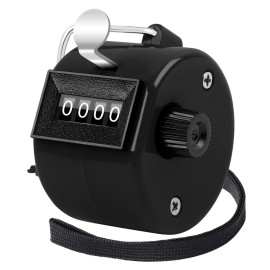 FEBSNOW Black Handheld Tally Counter Clicker 4 Digital Number Click Counter for School Event Golf Sports Office Stadium