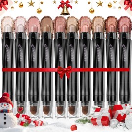 LUXAZA PRO Orange Eyeshadow Stick Makeup Set 10PCS, Neutral Shimmer And Matte Cream Eye Shadow Palette, Metallic Bronze Smoky Eyeliner Brightener Crayon Kit, Ideal Gift for Women -Stellar Pink Quartz