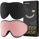 MABAO 2 Packs Sleep Mask for Side Sleeper, Eye Mask for Sleeping Women Men, 3D Contoured Cup No Eye Pressure 100% Light Blocking Sleeping Mask with Adjustable Strap Night Blindfold, Nap, Black & Pink
