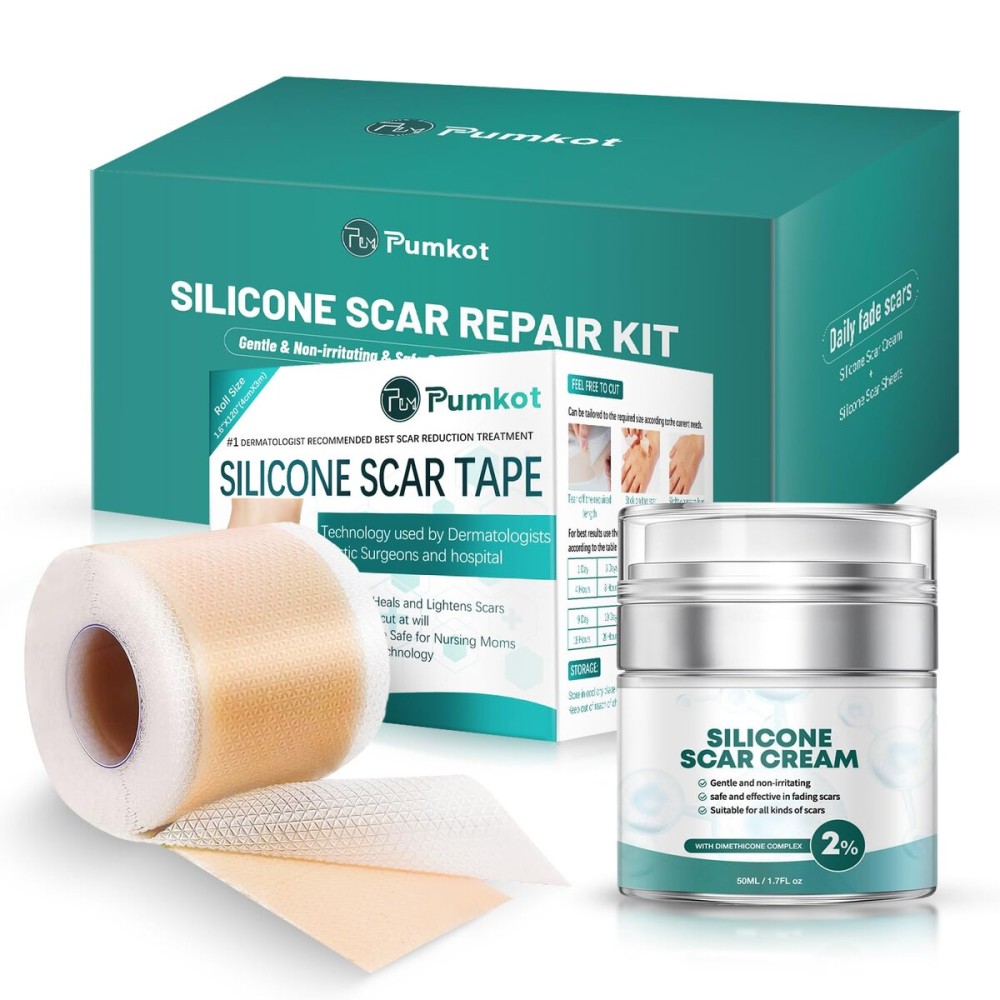 Pumkot Advanced Silicone Scar Cream and Scar Sheets, Professional Scar Repair Kit for Surgical Scars, Stretch Marks, Old and New Scars
