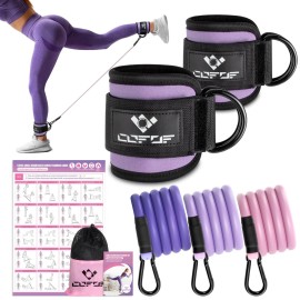 Ankle Resistance Bands with Cuffs, Ankle Bands for Working Out, Kickbacks Hip, Leg Glute Exercise Equipment with Training Poster, Resistance Workout Equipment for Women(Violet)