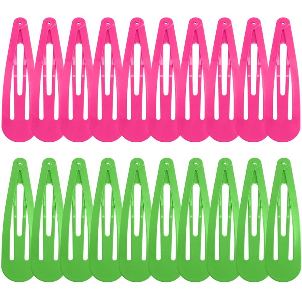 WILLBOND 30 Pieces 3.1 Inch Large Metal Snap Hair Clips Nonslip Barrettes Women Hair Accessories (Pink and Green)