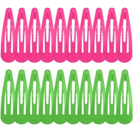 WILLBOND 30 Pieces 3.1 Inch Large Metal Snap Hair Clips Nonslip Barrettes Women Hair Accessories (Pink and Green)