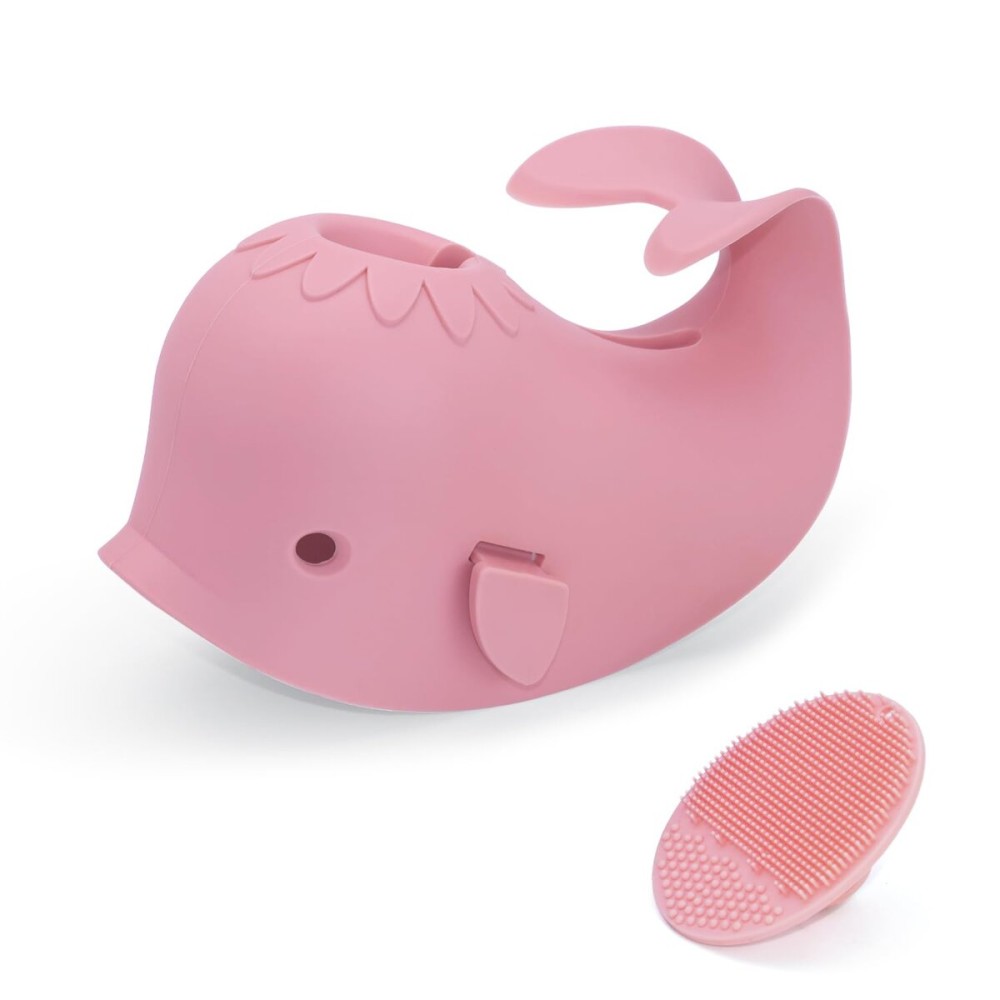 Bath Faucet Cover for KidsBath Spout Cover for Baby are Suitable for Most Bathtub Faucet,Spout Cover Bathroom Tub Adds Fun to Your Baby in The Shower.(Pink+Brush)