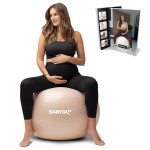 BABYGO Birthing Ball - Pregnancy Yoga Labor & Exercise Ball & Book Set Trimester Targeting, Maternity Physio, Birth & Recovery Plan Included Anti Burst Eco Friendly (Nude, 65cm)