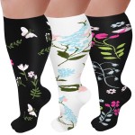 GET-FA 3 Pairs Plus Size Compression Socks for Women and Men Wide Calf 20-30mmhg Extra Large Knee High Support for Circulation