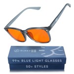 Sleep ZM Blue Light Blocking Glasses for Women + Men - Better Sleep + Anti Eye Strain Protection - Computer Screens & Gaming - Translucent Blue Wayfarer- 99% Night-time Amber Lens