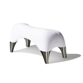 TUSHY Ottoman: A Premium Toilet Stool for The Bathroom, Modern Sleek Design | Squatting Position Helps Improves Bowel Health & Relieves Constipation (Tall 9 Stool), White/Brushed Nickel