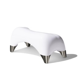 TUSHY Ottoman: A Premium Toilet Stool for The Bathroom, Modern Sleek Design | Squatting Position Helps Improves Bowel Health & Relieves Constipation (Relaxed 7.5 White/Brushed Nickel)