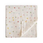 mushie Muslin Baby Swaddle Blanket | 100% Organic Cotton (Smiley Face)
