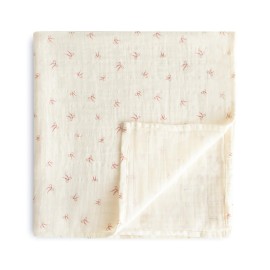 mushie Muslin Baby Swaddle Blanket | 100% Organic Cotton (Bows)