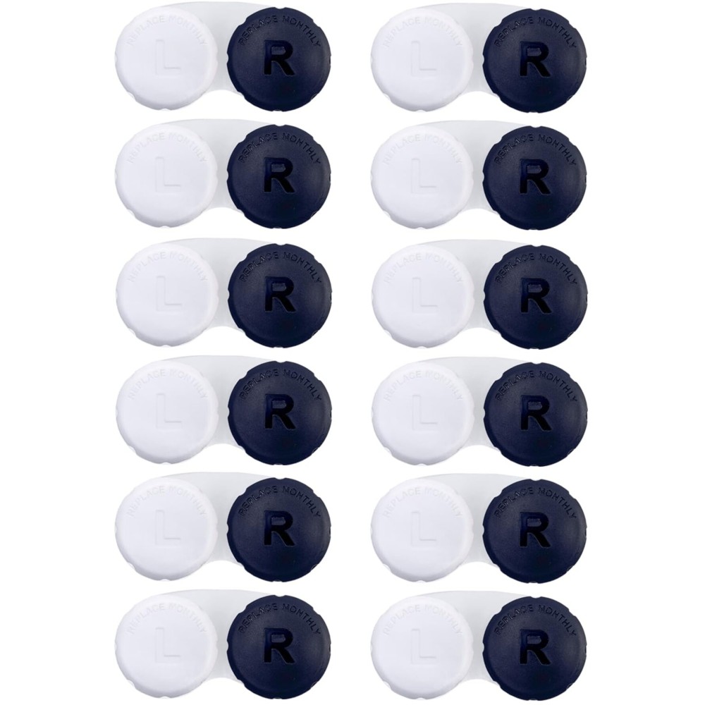 RHUI 12 Pack Cases for Contact Lens, Travel Daily Use, Black