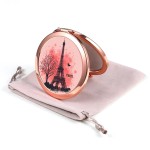 Dynippy Compact Mirror Rose Gold Makeup Mirror Folding Mini Pocket Mirror Portable Hand Mirror Double-Sided 2 x 1x Magnification for Woman Girls - Paris Eiffel Tower