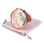 Dynippy Compact Mirror Rose Gold Makeup Mirror Folding Mini Pocket Mirror Portable Hand Mirror Double-Sided 2 x 1x Magnification for Woman Girls - Marble Veins