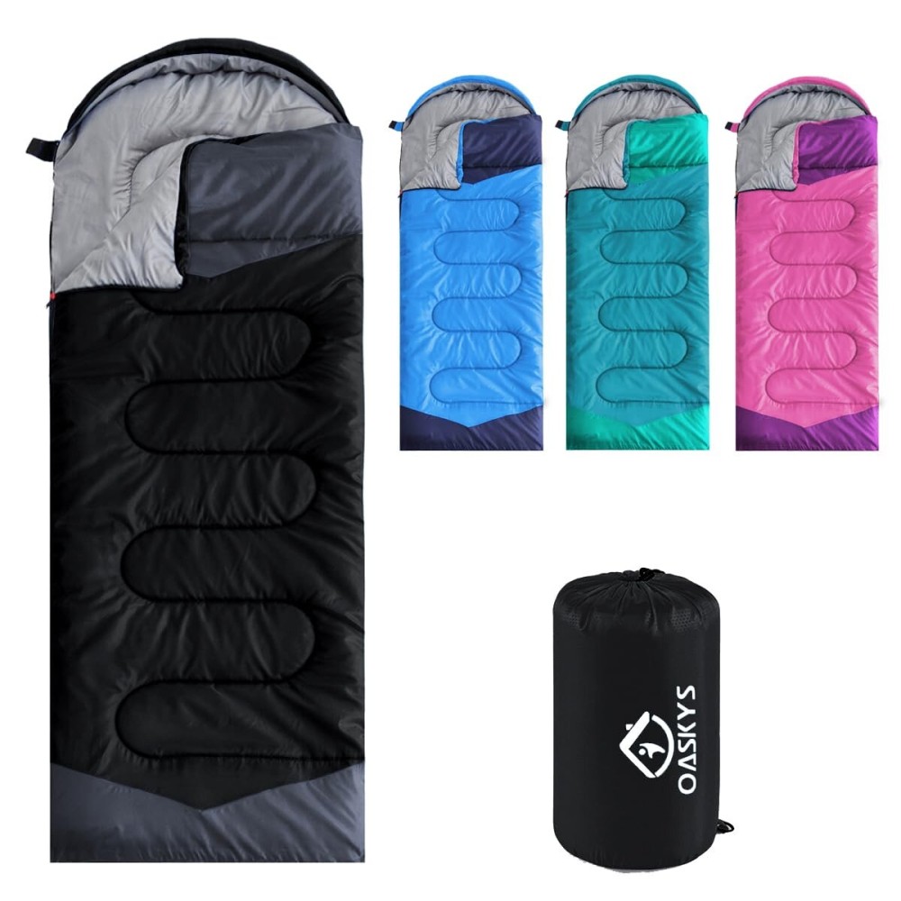 oaskys Camping Sleeping Bag - 3 Season Warm & Cool Weather - Summer Spring Fall Lightweight Waterproof for Adults Kids - Camping Gear Equipment, Traveling, and Outdoors