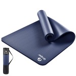 Gruper Thick Yoga Mat Non Slip, Large Size 72 L x 32 W x 0.6 TH, Premium Exercise & Fitness Mat with Carrying Strap and Bag, Workout Mats for Home (Navy Blue, 15MM)