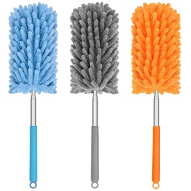 TIMIVO Mini Duster for Cleaning, 360 Bendable Hand Dusters with Extension Pole, Washable Small Duster for Car Interior, Office, Furniture